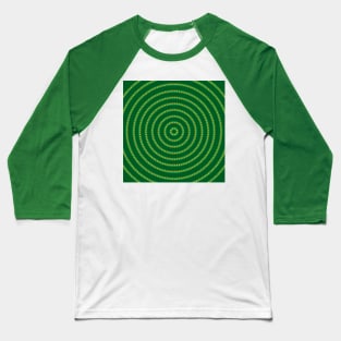 Round Bullseye Pattern no.3 Dark and Medium Green and Yellow with Red dotted lines Baseball T-Shirt